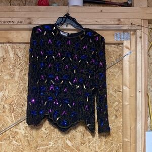 /STENAY/Black Sequin Long Sleeve Top